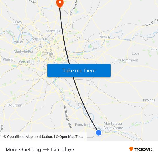 Moret-Sur-Loing to Lamorlaye map