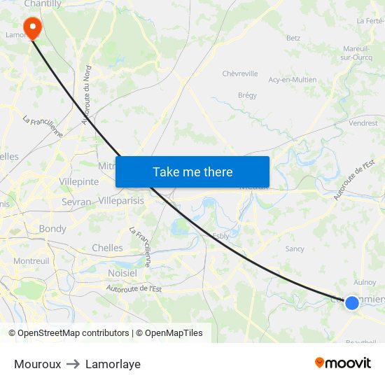 Mouroux to Lamorlaye map
