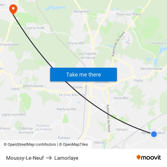 Moussy-Le-Neuf to Lamorlaye map