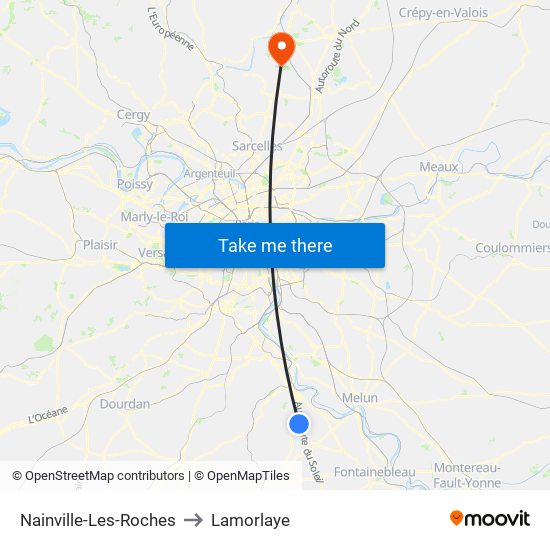 Nainville-Les-Roches to Lamorlaye map