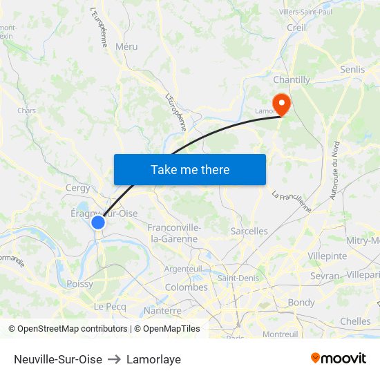 Neuville-Sur-Oise to Lamorlaye map