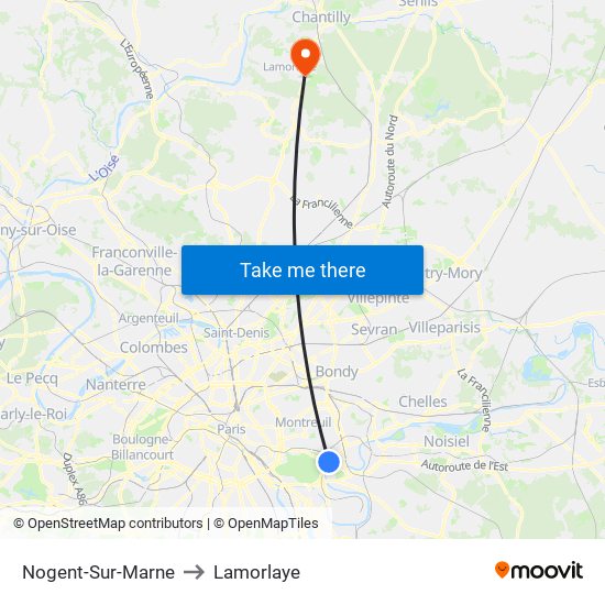 Nogent-Sur-Marne to Lamorlaye map