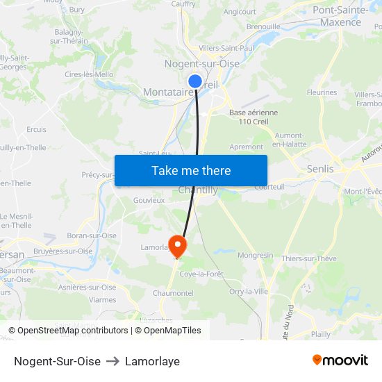 Nogent-Sur-Oise to Lamorlaye map