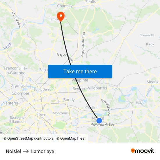 Noisiel to Lamorlaye map