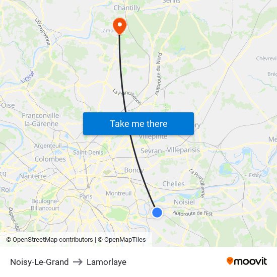 Noisy-Le-Grand to Lamorlaye map
