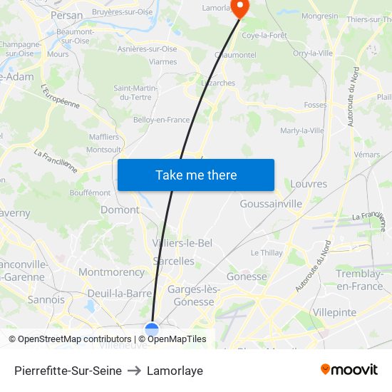 Pierrefitte-Sur-Seine to Lamorlaye map