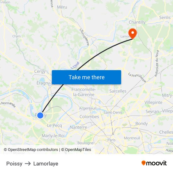 Poissy to Lamorlaye map