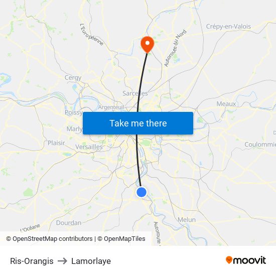 Ris-Orangis to Lamorlaye map