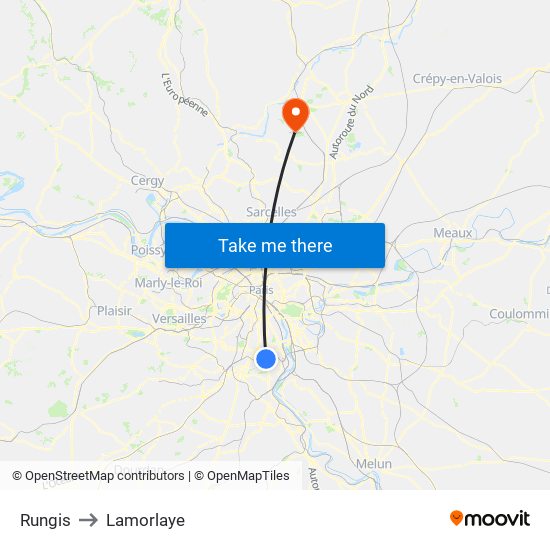 Rungis to Lamorlaye map