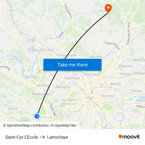 Saint-Cyr-L'Ecole to Lamorlaye map