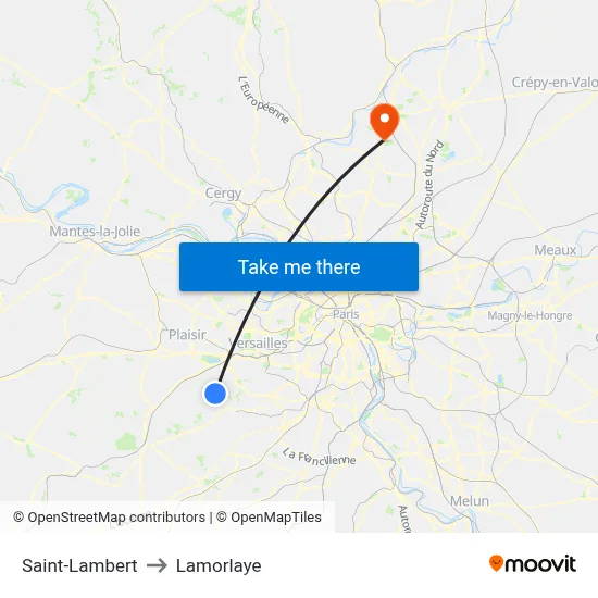 Saint-Lambert to Lamorlaye map