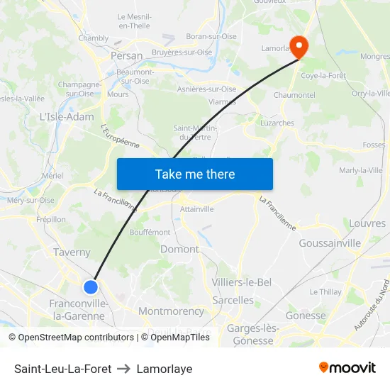 Saint-Leu-La-Foret to Lamorlaye map