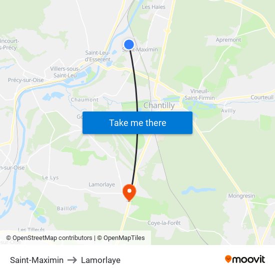 Saint-Maximin to Lamorlaye map