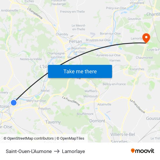Saint-Ouen-L'Aumone to Lamorlaye map