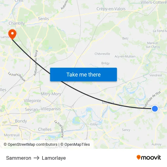 Sammeron to Lamorlaye map