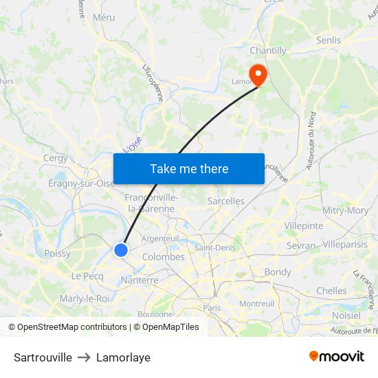 Sartrouville to Lamorlaye map