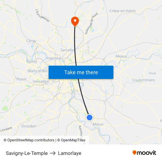 Savigny-Le-Temple to Lamorlaye map