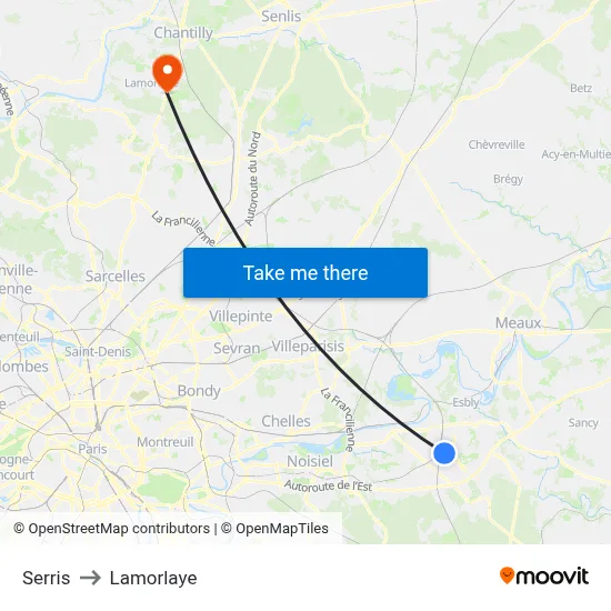 Serris to Lamorlaye map