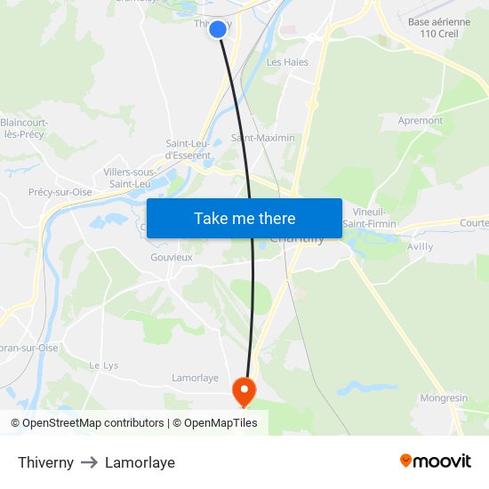Thiverny to Lamorlaye map
