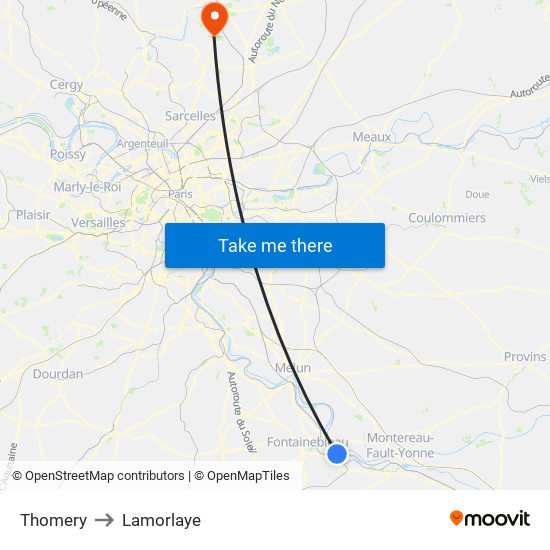 Thomery to Lamorlaye map
