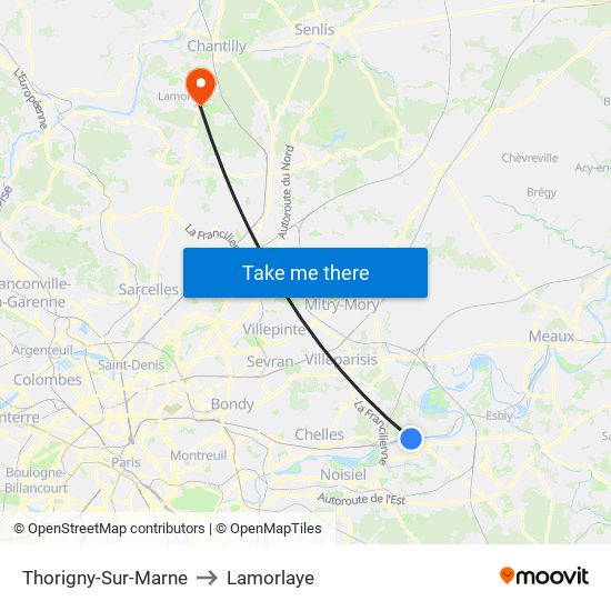 Thorigny-Sur-Marne to Lamorlaye map