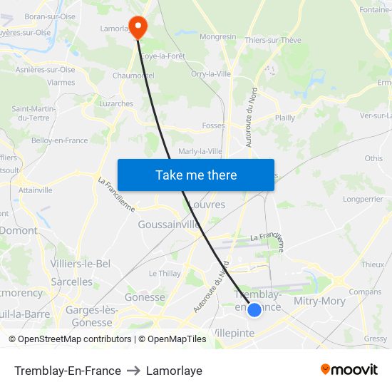 Tremblay-En-France to Lamorlaye map