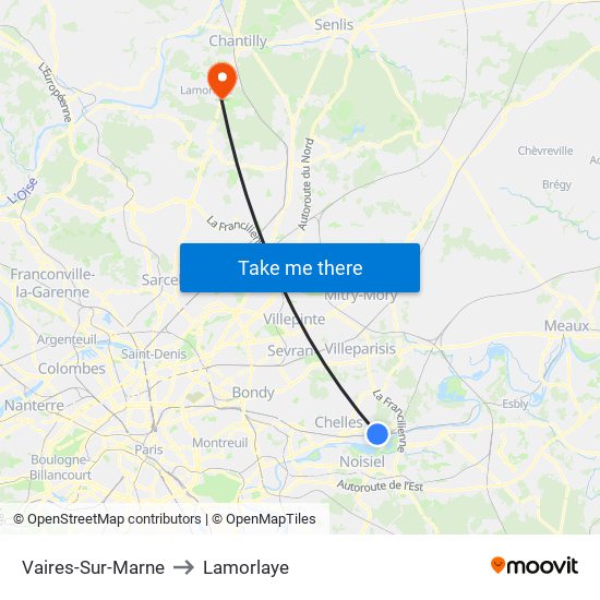 Vaires-Sur-Marne to Lamorlaye map