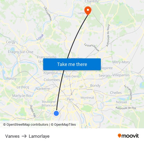 Vanves to Lamorlaye map