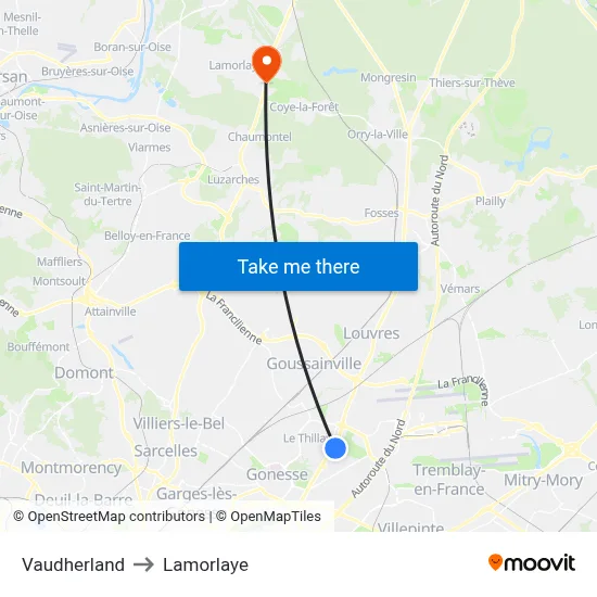 Vaudherland to Lamorlaye map