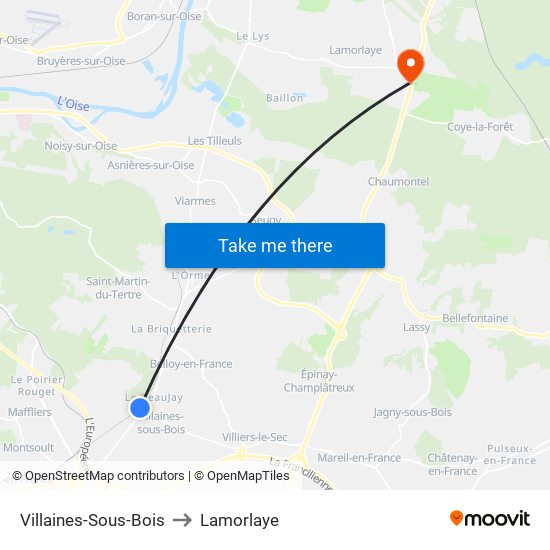 Villaines-Sous-Bois to Lamorlaye map