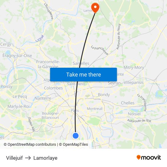 Villejuif to Lamorlaye map