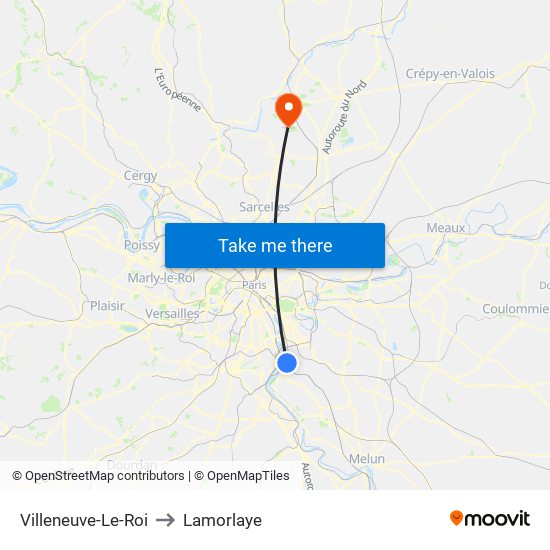 Villeneuve-Le-Roi to Lamorlaye map