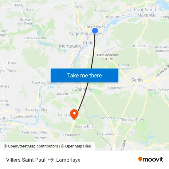 Villers-Saint-Paul to Lamorlaye map