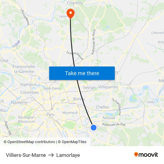 Villiers-Sur-Marne to Lamorlaye map