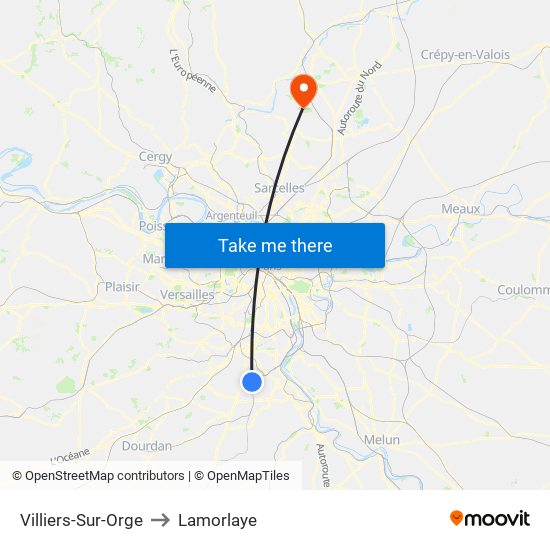 Villiers-Sur-Orge to Lamorlaye map
