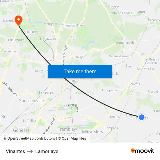 Vinantes to Lamorlaye map