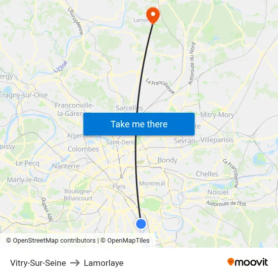 Vitry-Sur-Seine to Lamorlaye map