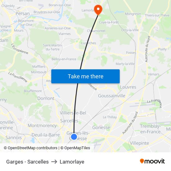 Garges - Sarcelles to Lamorlaye map