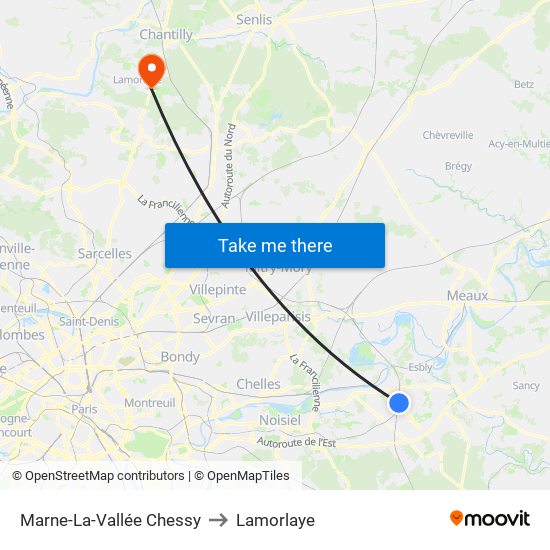 Marne-La-Vallée Chessy to Lamorlaye map