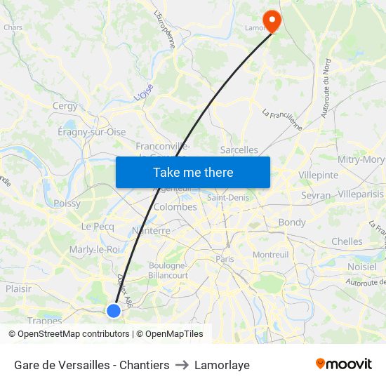 Gare de Versailles - Chantiers to Lamorlaye map