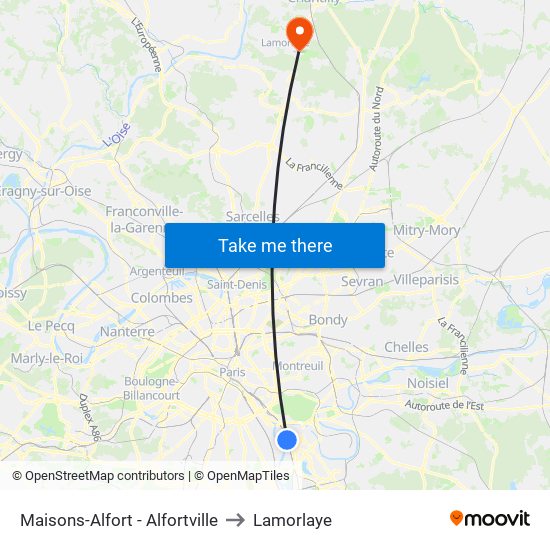 Maisons-Alfort - Alfortville to Lamorlaye map