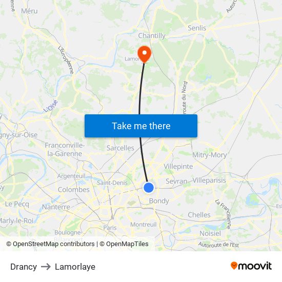 Drancy to Lamorlaye map