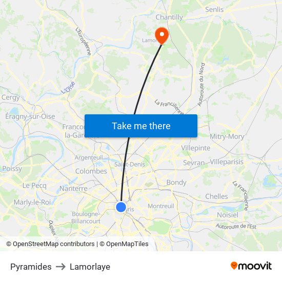 Pyramides to Lamorlaye map