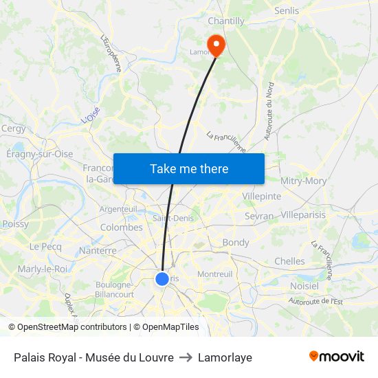 Palais Royal - Musée du Louvre to Lamorlaye map