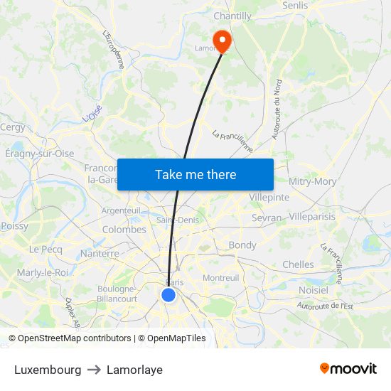 Luxembourg to Lamorlaye map