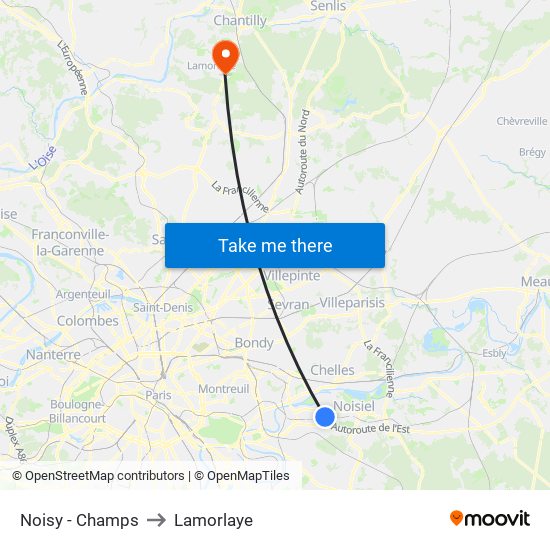 Noisy - Champs to Lamorlaye map