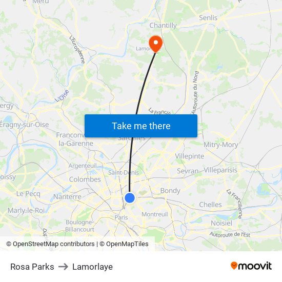 Rosa Parks to Lamorlaye map