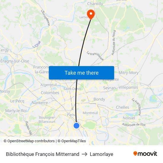 Bibliothèque François Mitterrand to Lamorlaye map