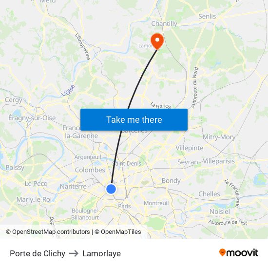 Porte de Clichy to Lamorlaye map