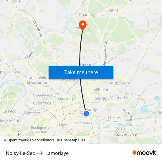 Noisy-Le-Sec to Lamorlaye map